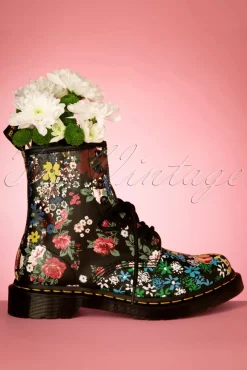 Best Sale Dr. Martens 1460 Pascal Floral Mash Up Backhand Stiefel In Schwarz