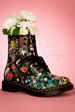 Best Sale Dr. Martens 1460 Pascal Floral Mash Up Backhand Stiefel In Schwarz