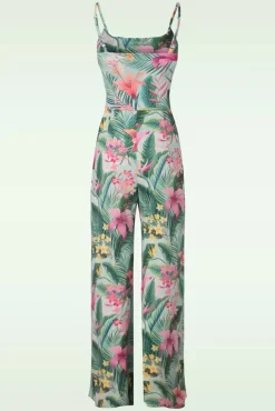 Fashion Vintage Chic for Topvintage Alyssa Tropical Jumpsuit In Mintgrun
