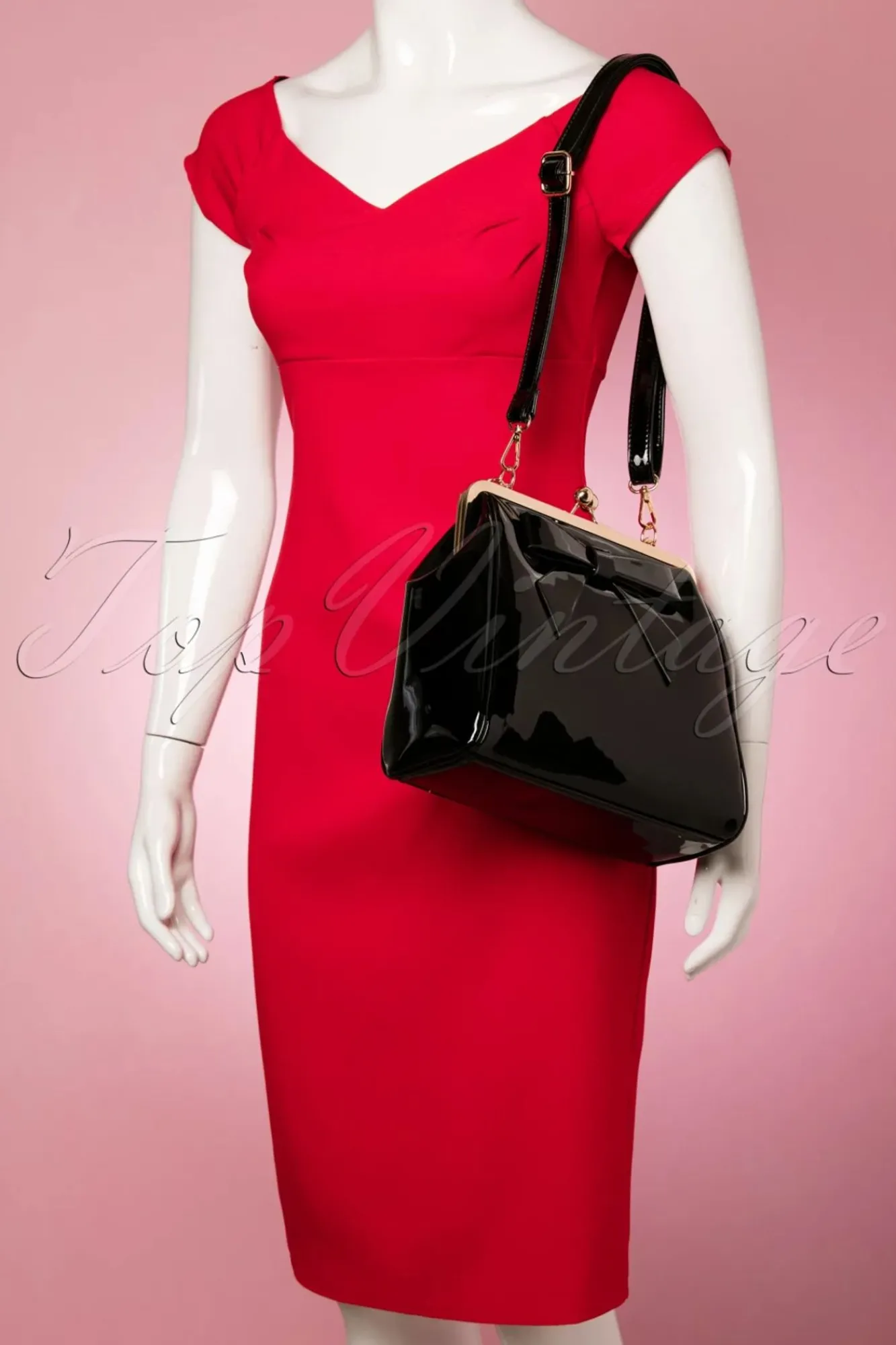 Flash Sale Banned Retro Amerikanische Vintage Lacktasche In Schwarz