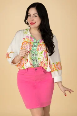 Outlet Smashed Lemon Anika Floral Oberteil In Weis