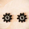 Best Lovely Audrey Jet Flower Ohrstecker In Schwarz Und Silber