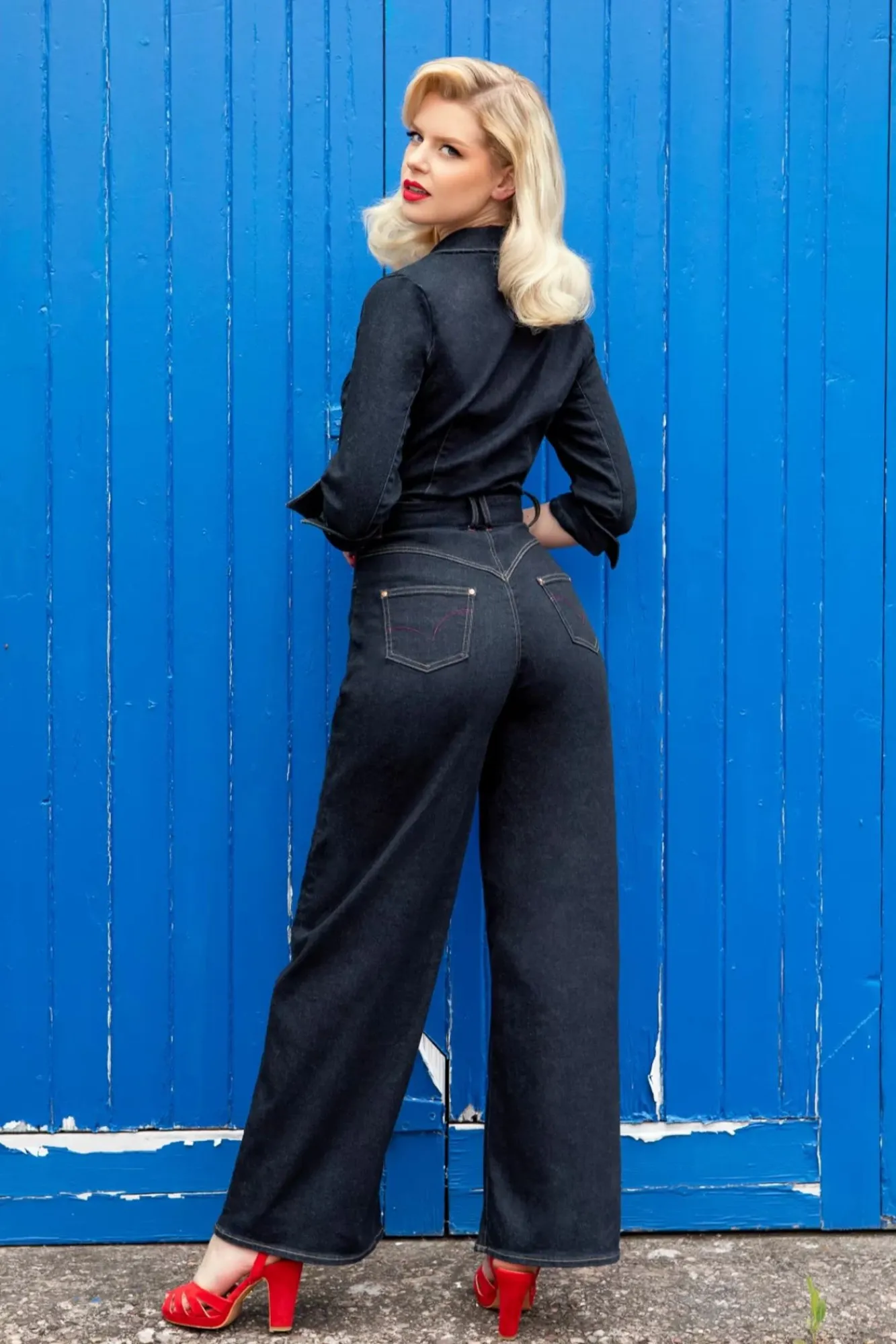 New Rock-a-Booty Audrey Jumpsuit Aus Dunklem Denim