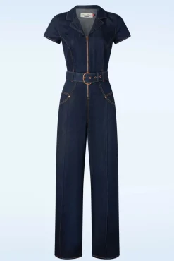 Discount Rock-a-Booty Audrey Jumpsuit Kurzarm In Dark Denim