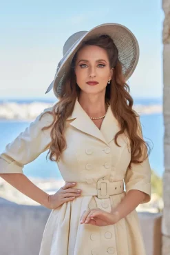 Online Miss Candyfloss Azelia May Mantelkleid Aus Leinen In Creme