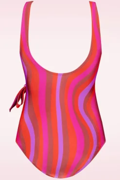 Shop TC Beach Badeanzug Mit V-Ausschnitt Und Glanzenden Wellen