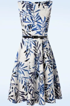Discount Vintage Chic for Topvintage Blue Leaf Swing Kleid In Weis
