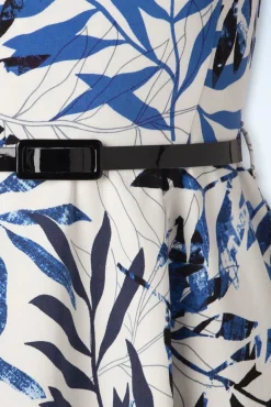 Discount Vintage Chic for Topvintage Blue Leaf Swing Kleid In Weis