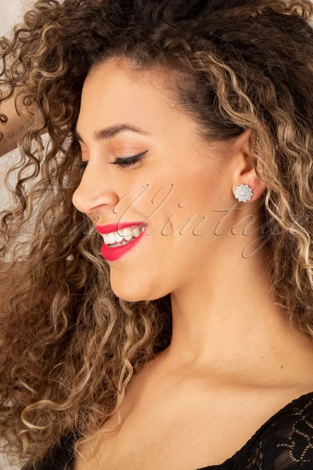 Online Topvintage Boutique Collection Blumen-Perlen-Ohrstecker In Silber