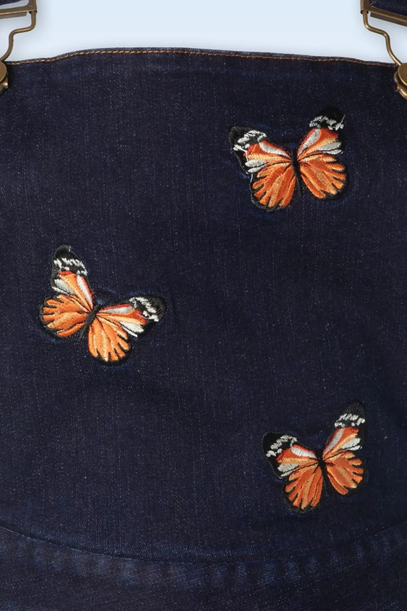 Online Vixen Butterfly Embroidery Denim Flare Kleid In Blau