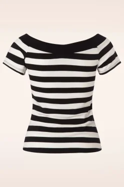 Hot Bunny Caitlin Stripes Top In Schwarz Und Weis