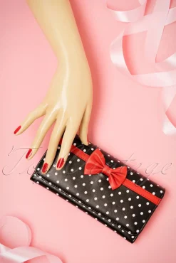 Store Banned Retro Carla Bow Polka Geldborse In Schwarz Und Rot