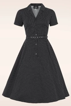 Discount Collectif Clothing Caterina Mini Polka Dot Swing-Kleid In Schwarz
