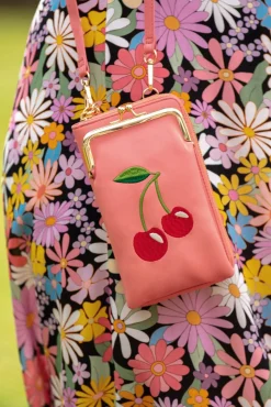 Clearance Banned Retro Cherry Pie Handytasche In Korallenrosa