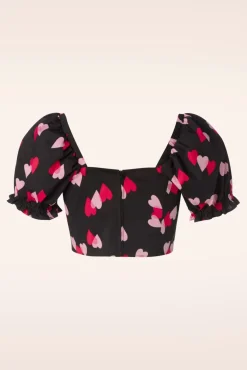 Fashion Bunny Confetti Crop Top In Schwarz