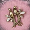 Sale Lovely Crystal Love Birds Brosche In Gold
