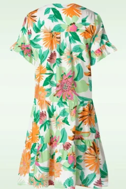 Fashion Smashed Lemon Dahlia Blumen Kleid In Off White