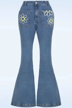 Hot Bunny Daisy Flower Power Jeans In Hellblau