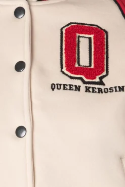 Hot Queen Kerosin Damen Raglan College Sweatjacke In Beige Und Rot