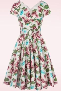 Cheap Vintage Diva Das Bombshell Swing Kleid Mit Blumenmuster In Weis