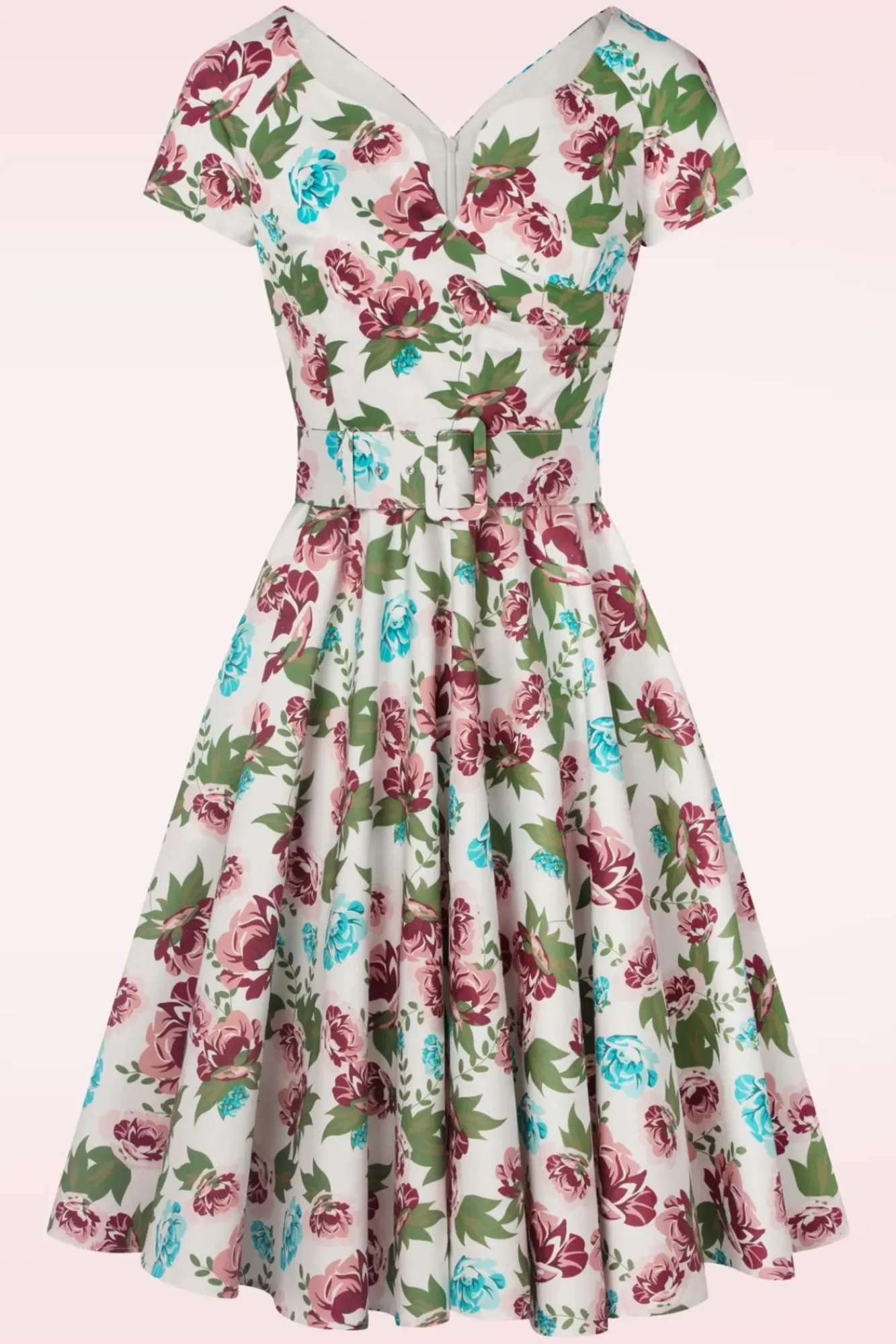 Cheap Vintage Diva Das Bombshell Swing Kleid Mit Blumenmuster In Weis