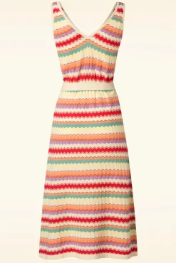 Fashion King Louie Deep V-Strickkleid Hadley In Creme