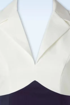 Online Glamour Bunny Business Babe Dianne Bleistiftkleid In Weis Und Marineblau