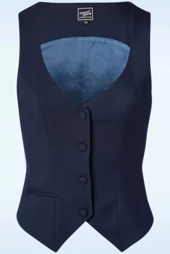 Shop Glamour Bunny Business Babe Dianne Weste In Navy