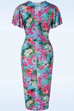 Cheap Vintage Chic for Topvintage Dory Tropical Bleistiftkleid In Blau