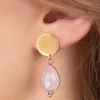 Discount Very Cherry Drop Stud Ohrringe In Gold Und Rosenquarz Pink