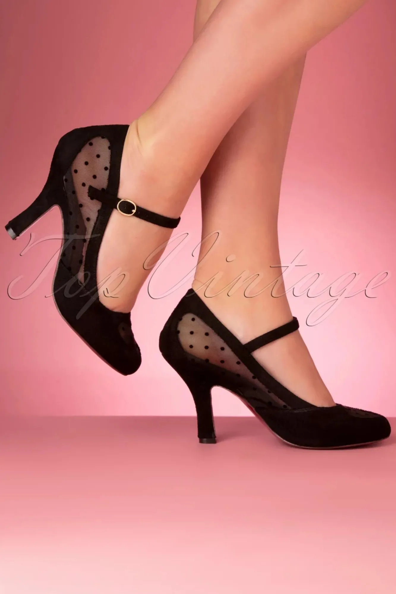 Store Banned Retro Elegante Punkte-Pumps In Schwarz