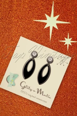 Best Glitz-o-Matic Ellips-Anhanger-Ohrringe In Schwarz