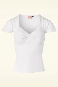 Cheap Banned Retro 50Er-Jahre-Top „She Who Dares" In Gebrochenem Weis