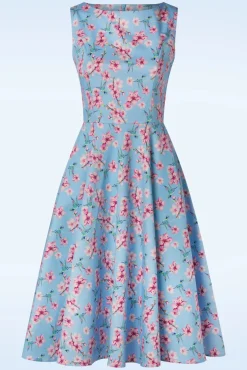 Store Topvintage Boutique Collection Exklusiv Bei Topvintage ~ Adriana Floral Swing Kleid In Hellblau