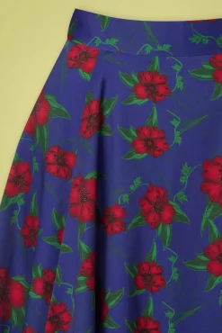 Clearance Topvintage Boutique Collection Exklusiv Bei Topvintage ~ Adriana Floral Swing Rock In Dunkelblau
