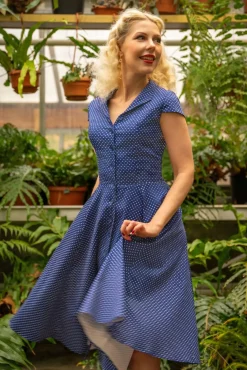 Cheap Topvintage Boutique Collection Exklusiv Bei Topvintage ~ Angie Polkadot Swing Kleid In Marineblau Und Weis