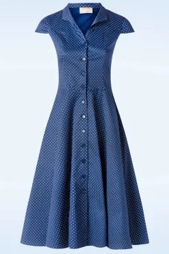 Cheap Topvintage Boutique Collection Exklusiv Bei Topvintage ~ Angie Polkadot Swing Kleid In Marineblau Und Weis