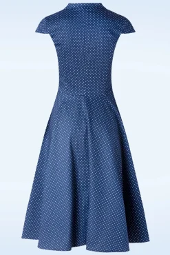Cheap Topvintage Boutique Collection Exklusiv Bei Topvintage ~ Angie Polkadot Swing Kleid In Marineblau Und Weis