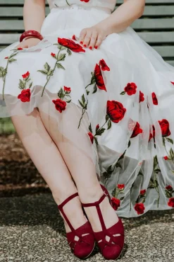 Store Charlie Stone Flache London T-Riemen In Weinrot