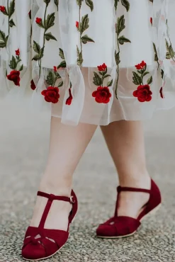 Store Charlie Stone Flache London T-Riemen In Weinrot