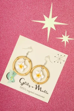 New Glitz-o-Matic Floral Bambus Creolen In Weis