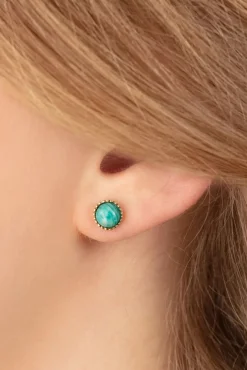 Outlet Very Cherry Flower Fan Ohrringe In Gold Und Grunem Onyx