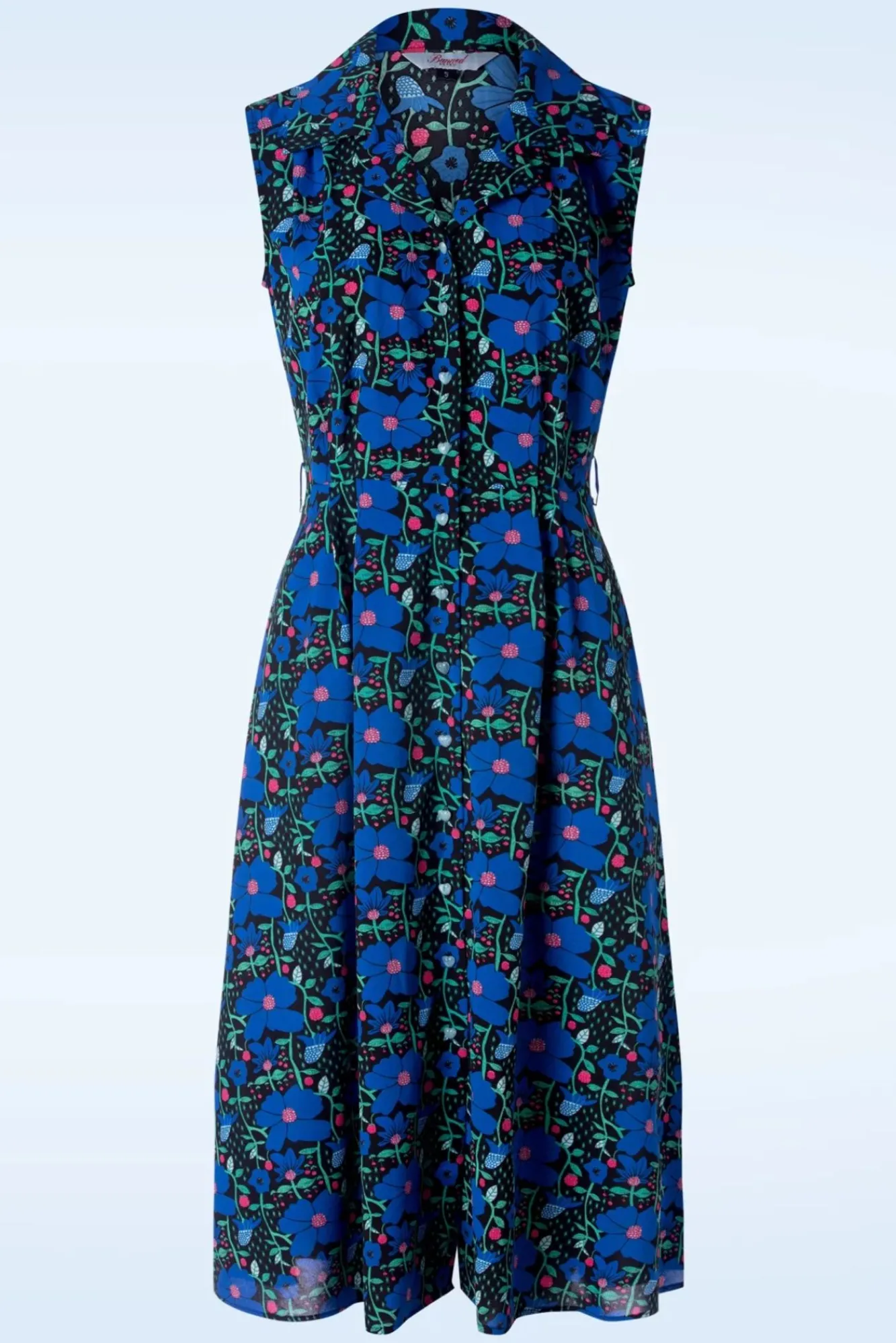 Hot Banned Retro Flower Power Kleid In Blau