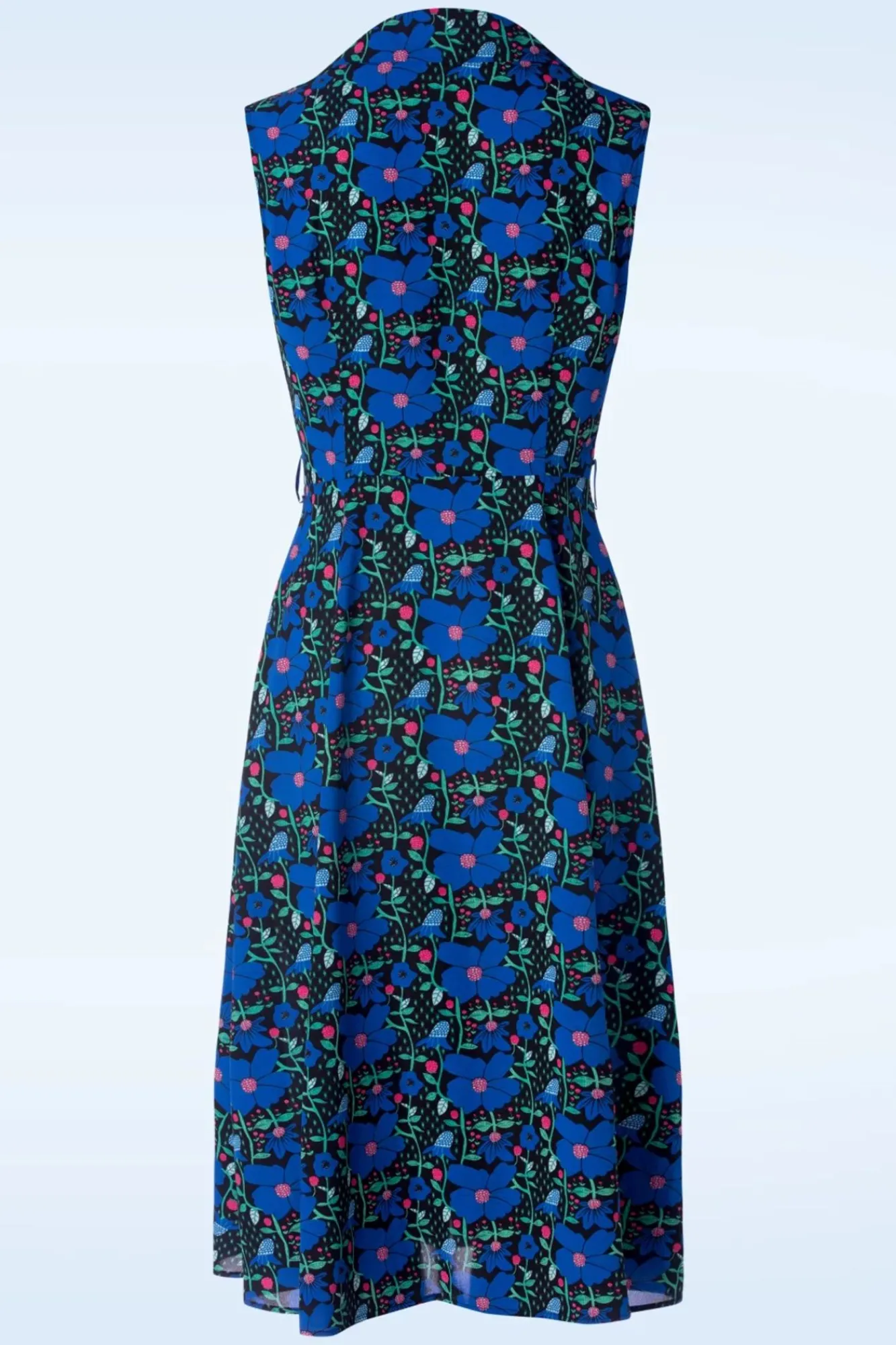 Hot Banned Retro Flower Power Kleid In Blau