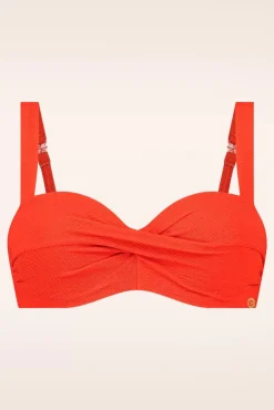Best Sale TC Beach Gedrehtes Bikinioberteil In Sommerrot