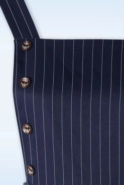 Discount Banned Retro Gestreifte Segel Latzhose In Marineblau