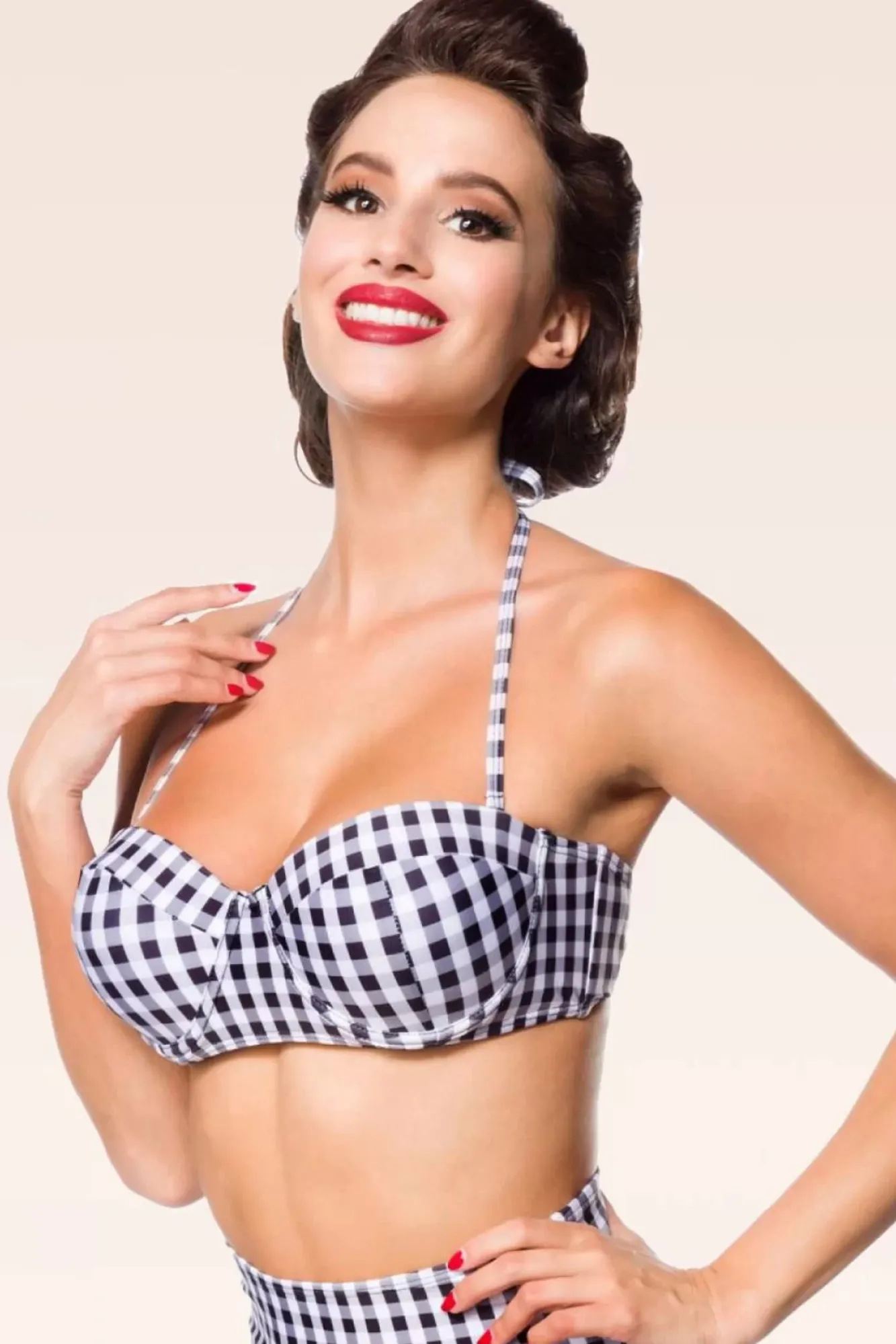 Discount Belsira Gigi Gingham-Bikinioberteil In Schwarz Und Weis
