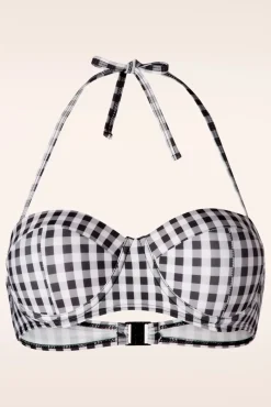 Discount Belsira Gigi Gingham-Bikinioberteil In Schwarz Und Weis