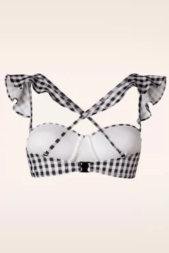 Discount Belsira Gigi Gingham-Bikinioberteil In Schwarz Und Weis