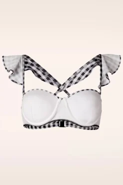 Discount Belsira Gigi Gingham-Bikinioberteil In Schwarz Und Weis